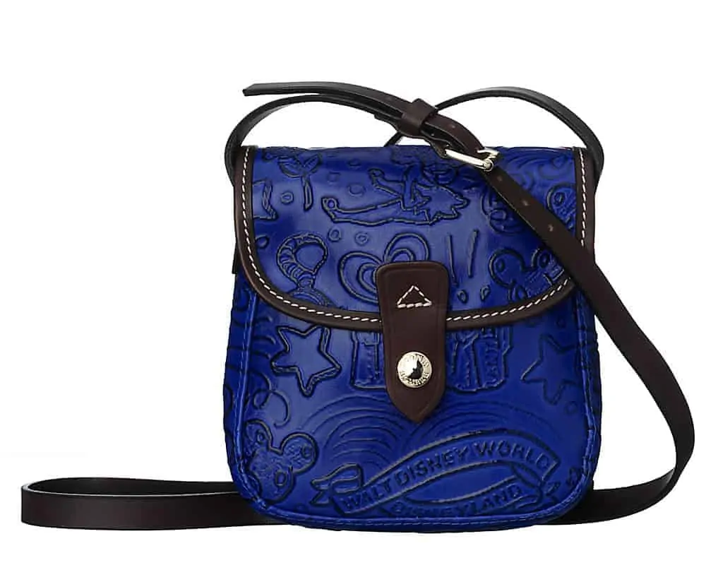 Colored Leather Sketch Small Crossbody Blue