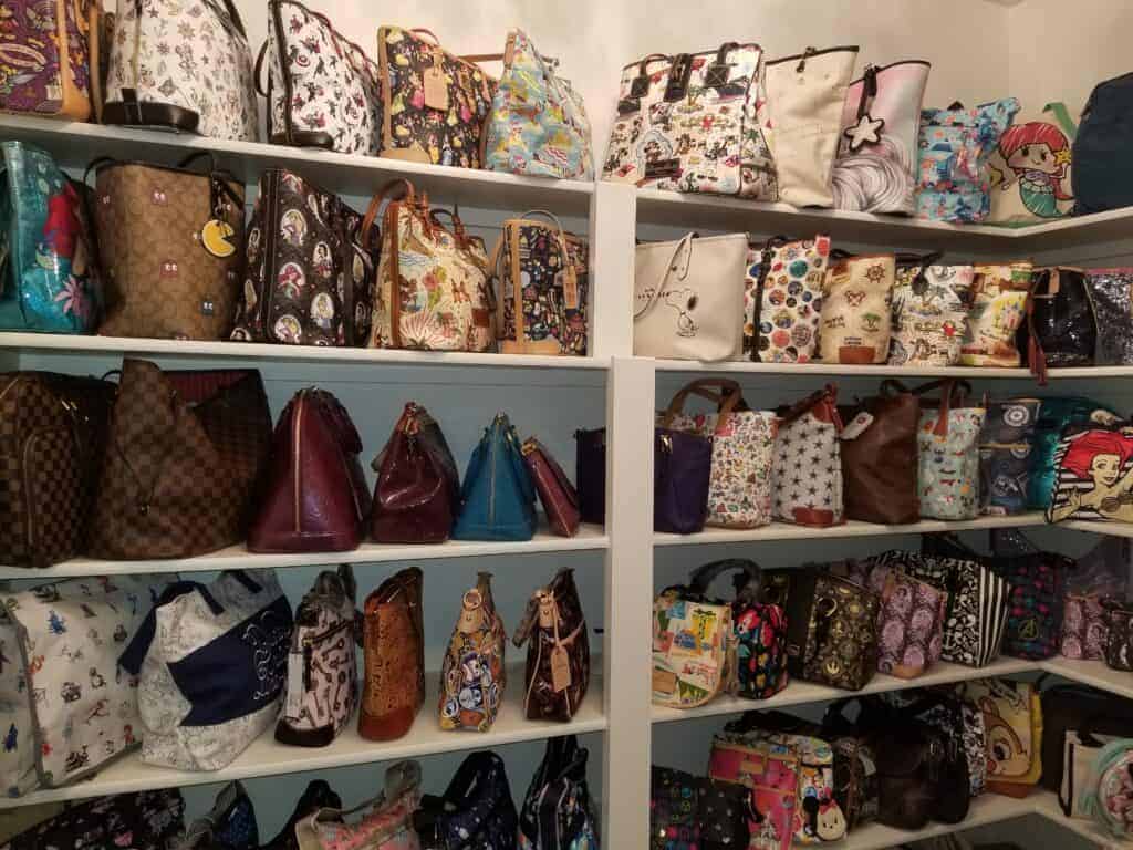 Disney Dooney and Bourke Collection in a dedicated purse closet