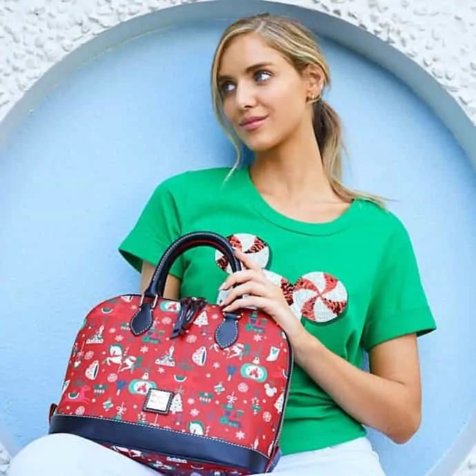Disney Parks Holiday 2019 Satchel by Dooney & Bourke with model