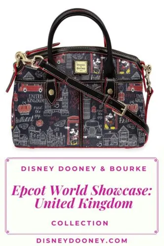 Pin me - Disney Dooney and Bourke Mickey and Minnie Hello Mate Epcot World Showcase United Kingdom Collection