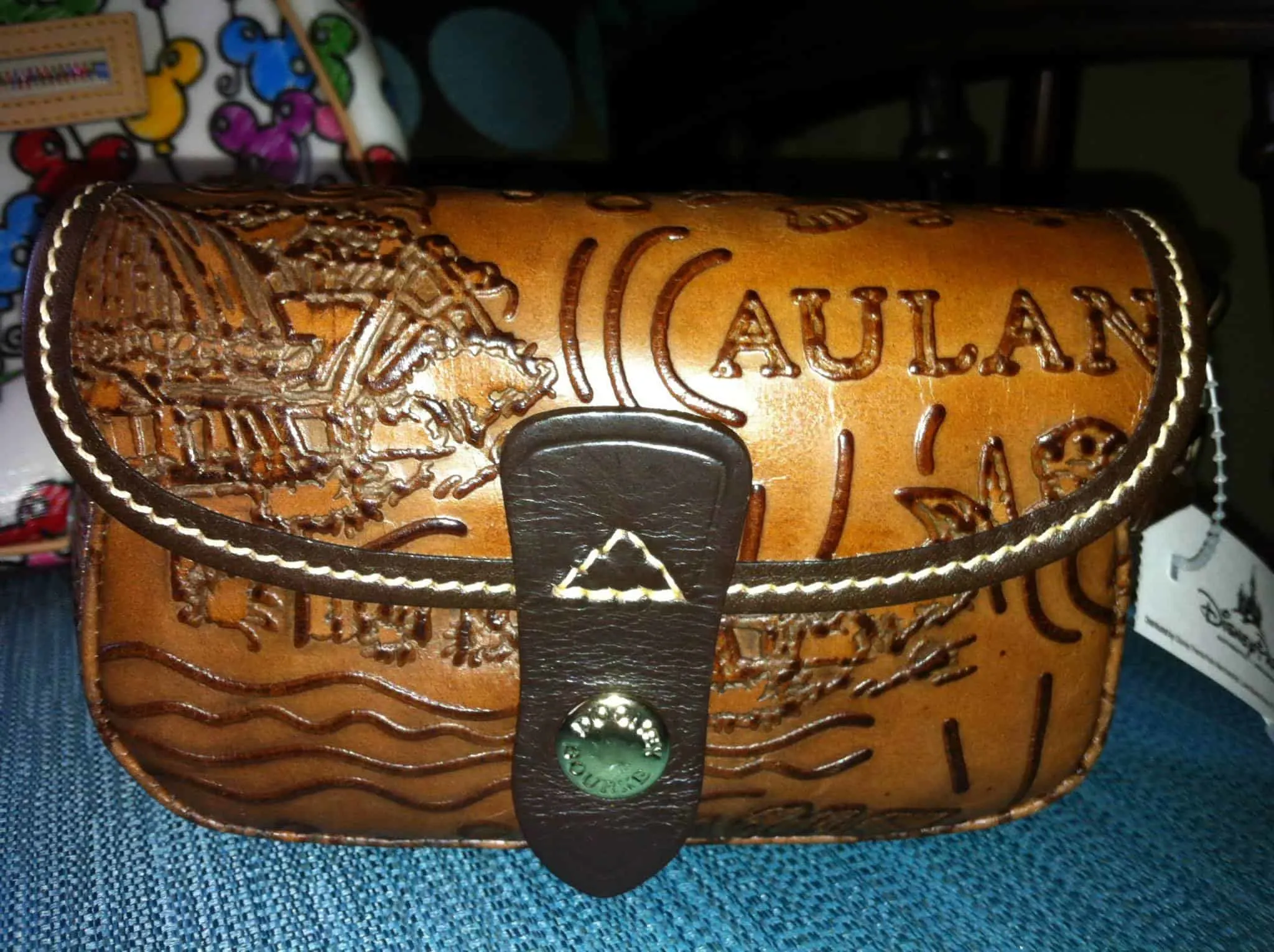 Aulani Brown Leather Sketch Wristlet OOAK (front)