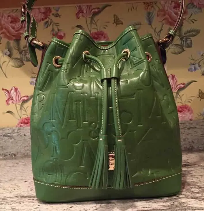 Mickey Names Italian Leather Green Bucket Bag OOAK