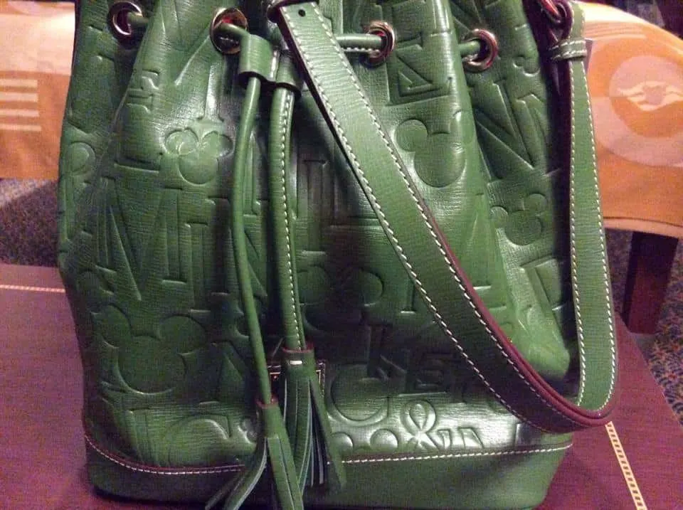 Mickey Names Italian Leather Green Bucket Bag