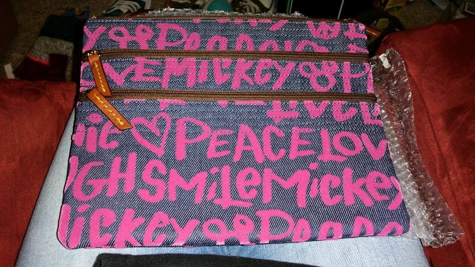 Peace Love Mickey Denim Pink Crossbody OOAK (back)