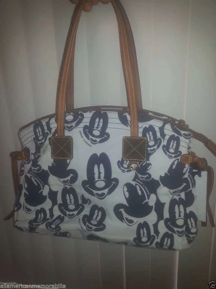 Mickey Faces White and Blue Domed Satchel OOAK