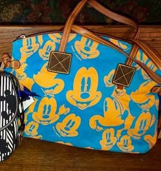 Mickey Faces Blue and Yellow Domed Satchel OOAK
