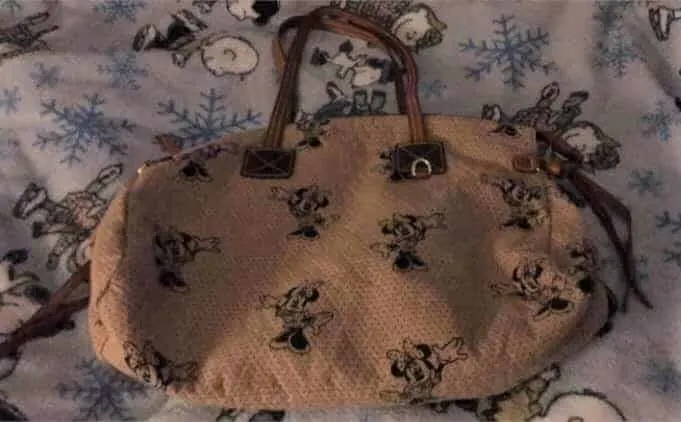 Minne Mouse Beige with Black Minnie Domed Satchel OOAK
