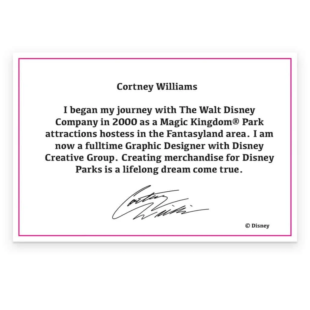 Disney Afternoon Collection Cortney Williams Artist Bio Card