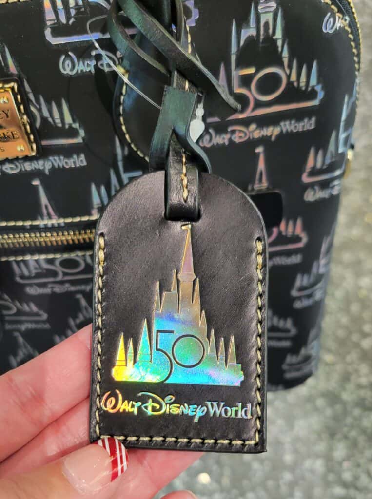 Walt Disney World 50th Anniversary Castle Black Leather Hangtag