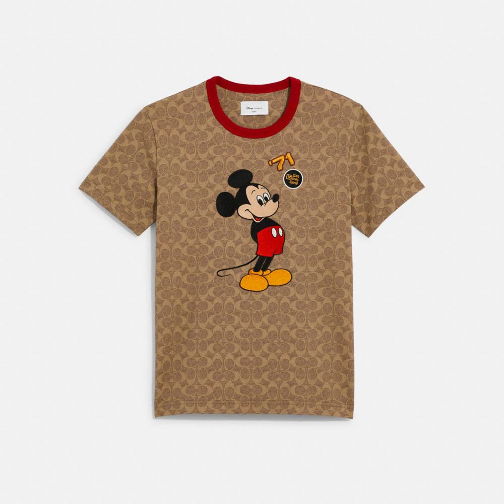 Disney X Coach Mickey Mouse And Friends Signature T Shirt In Organic Cotton (Signature C)