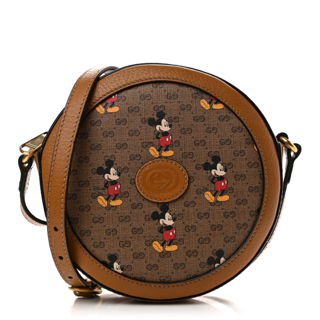 GUCCI X DISNEY Mini Vintage GG Supreme Monogram Mickey Mouse Round Shoulder Bag 