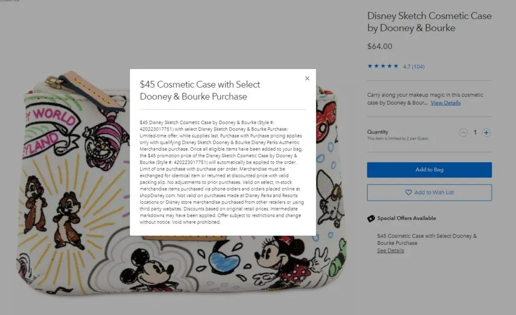 shopDisney Special Offer Cosmetic Case
