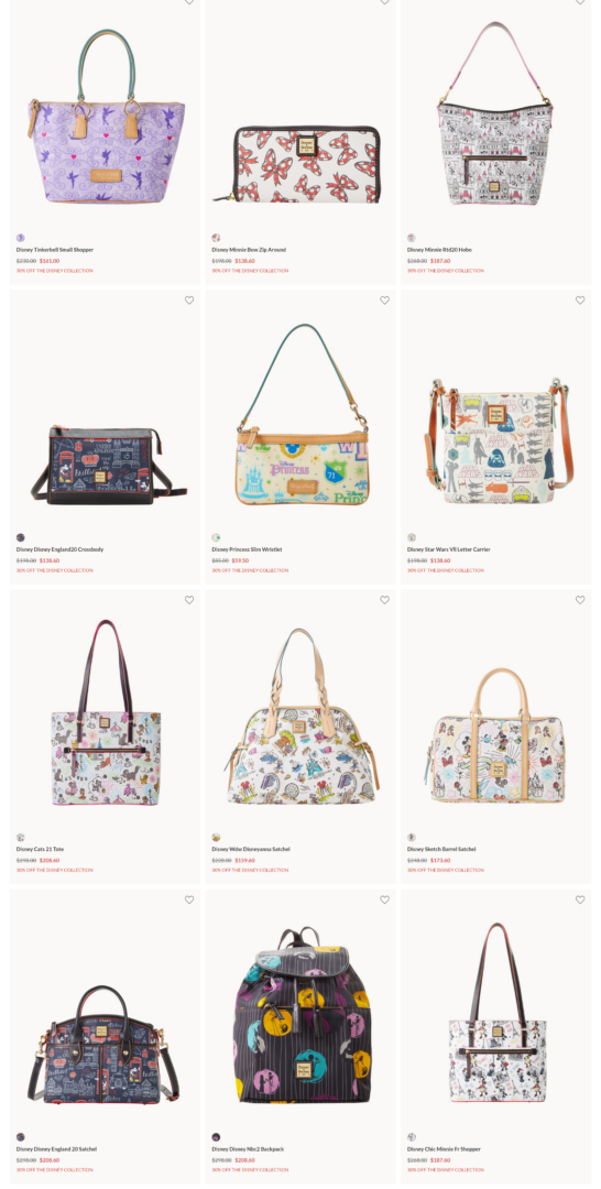 Disney Dooney and Bourke Online Tent Sale 2022 2021 happening now