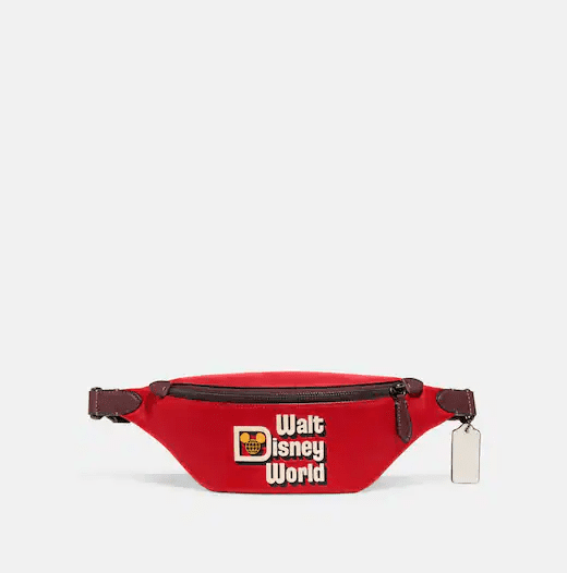 Disney X Coach Charter Belt Bag 7 With Walt Disney World Motif (Electric Red Multi)