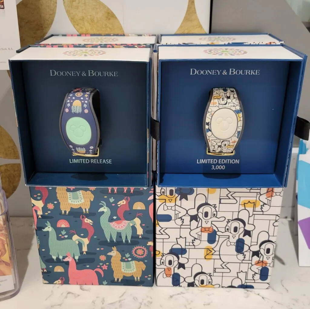 Emperor's New Groove and Donald Duck MagicBands at Disney Springs