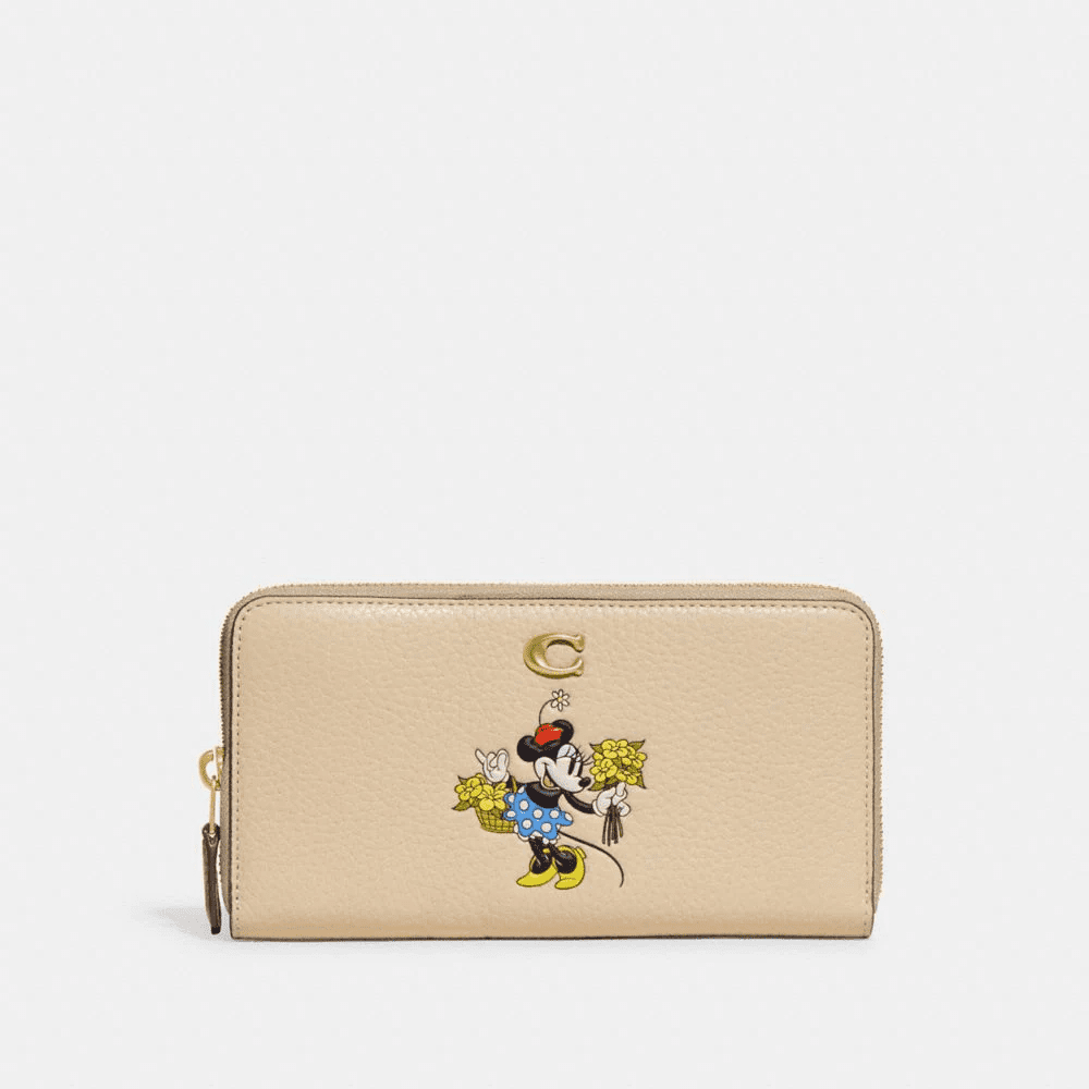 Disney X Coach Accordion Zip Wallet With Minnie Mouse In Regenerative Leather