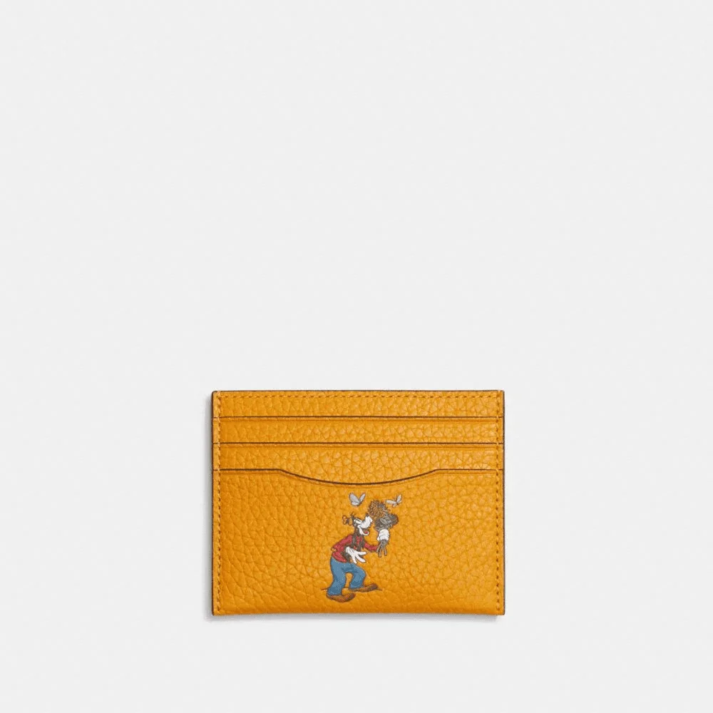 Disney X Coach Card Case with Goofy in Regenerative Leather