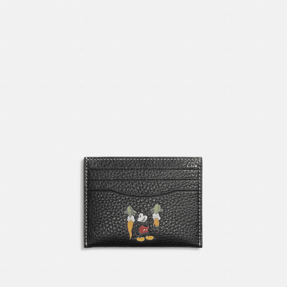 Disney X Coach Card Case with Mickey Mouse in Regenerative Leather