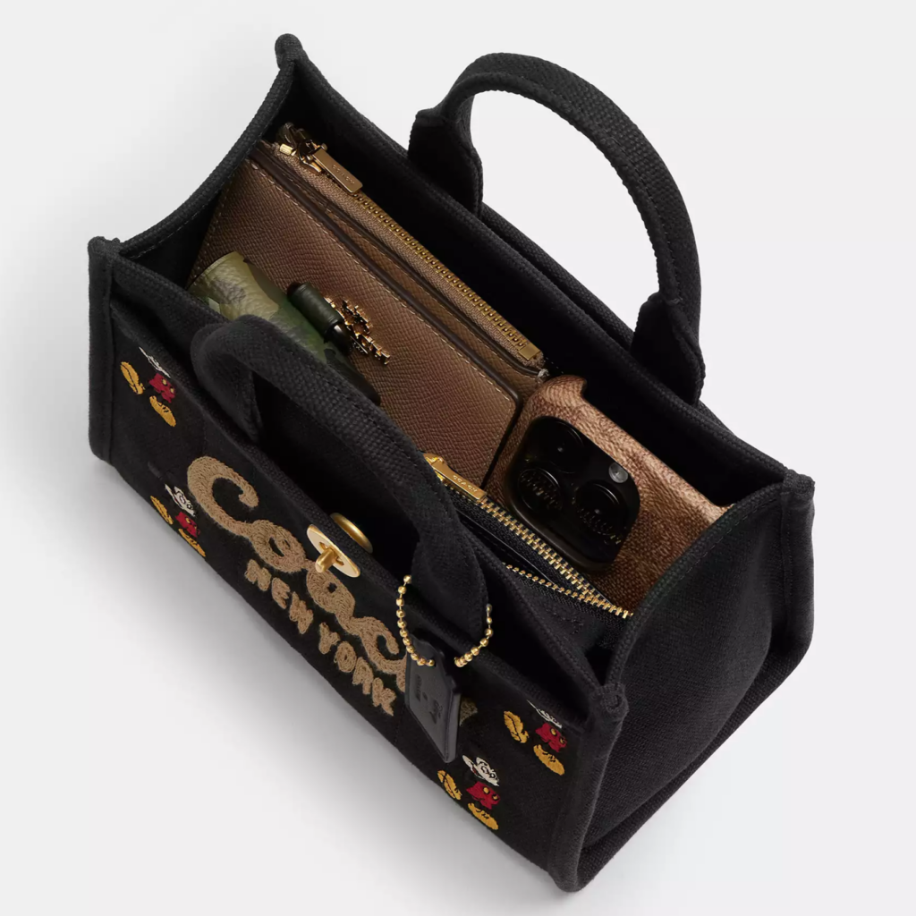 Disney X Coach Cargo Tote Bag 20 With Mickey Mouse In Regenerative Cotton Canvas (interior)