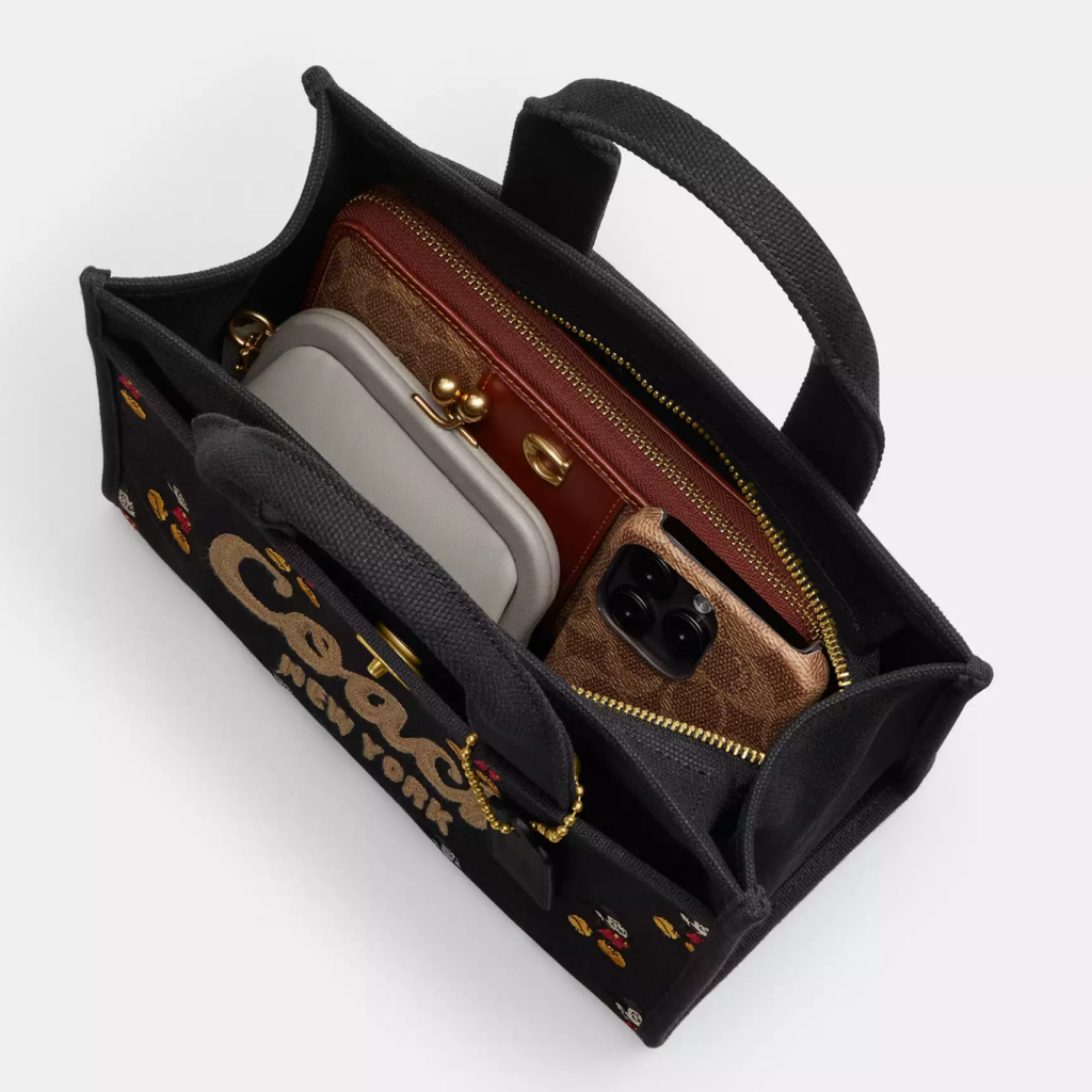 Disney X Coach Cargo Tote Bag 26 With Mickey Mouse In Regenerative Cotton Canvas (interior)