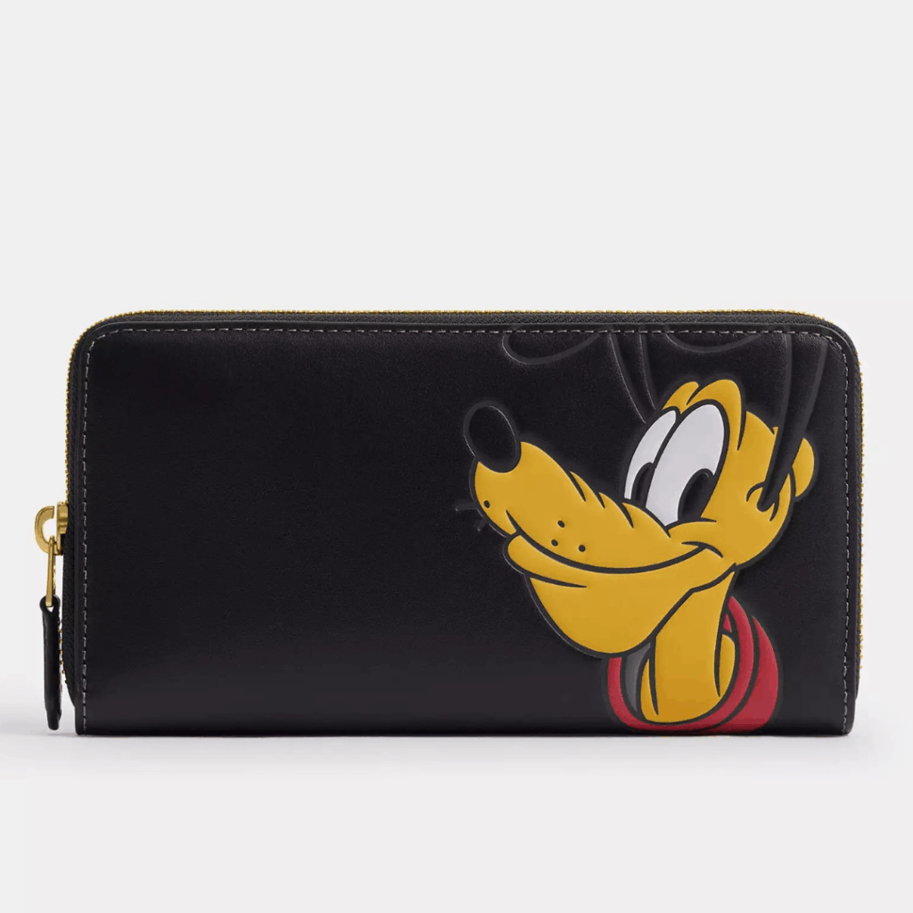 Disney X Coach Essential Accordion Zip Wallet Black With Pluto
