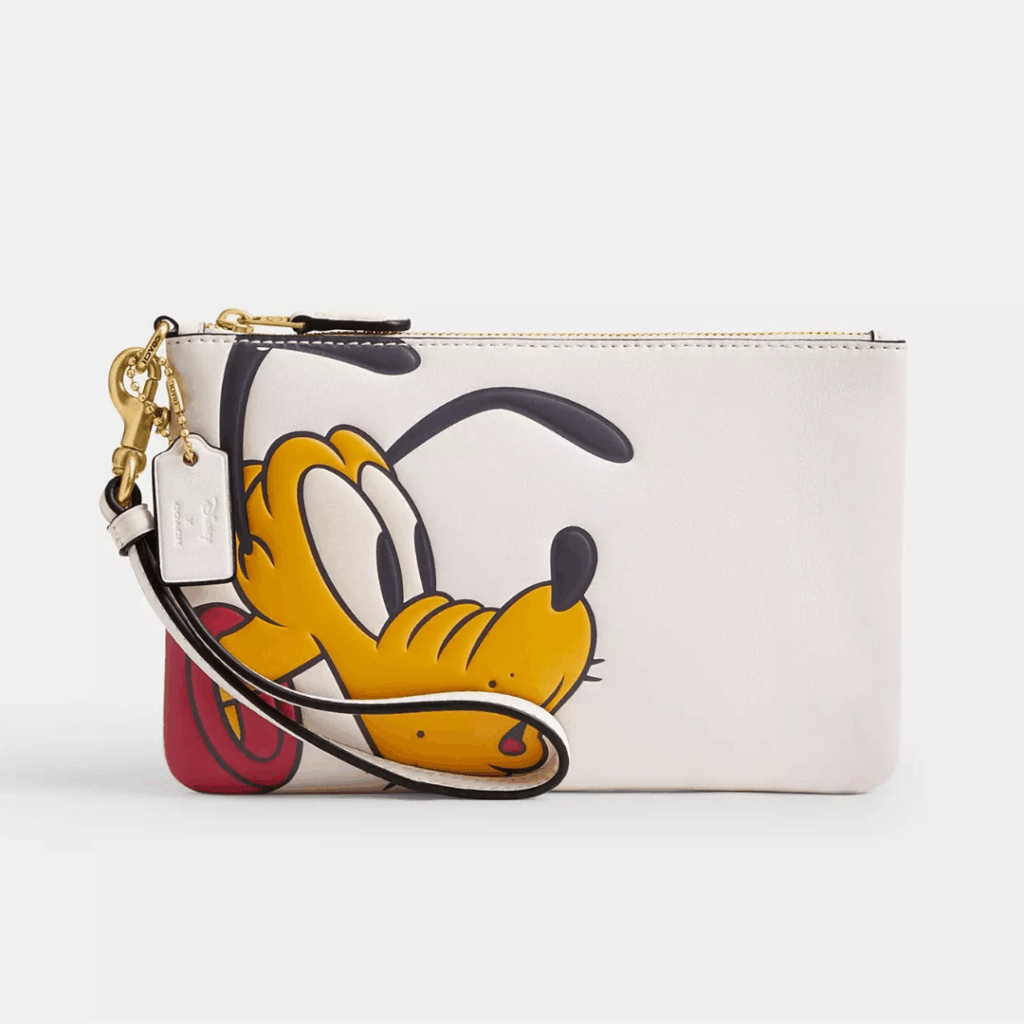 Disney X Coach Essential Small Wristlet White With Pluto