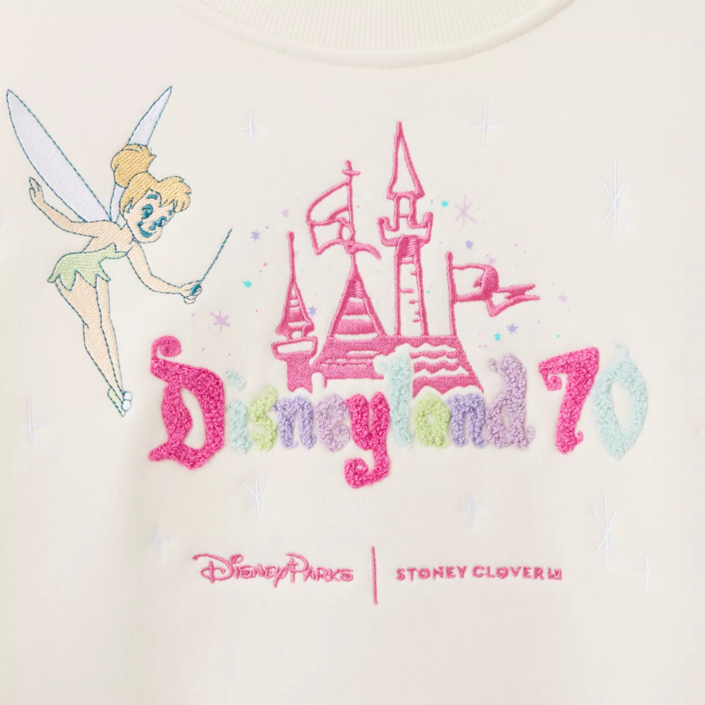 Tinker Bell Pullover Sweatshirt for Adults by Stoney Clove Lane – Disneyland 70th Anniversary (close up)